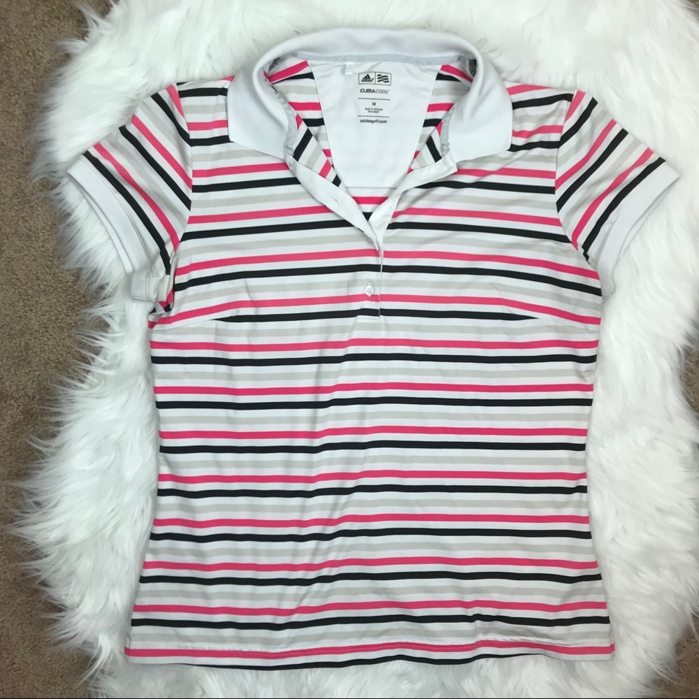 Adidas Climacool Striped Golf Polo Shirt